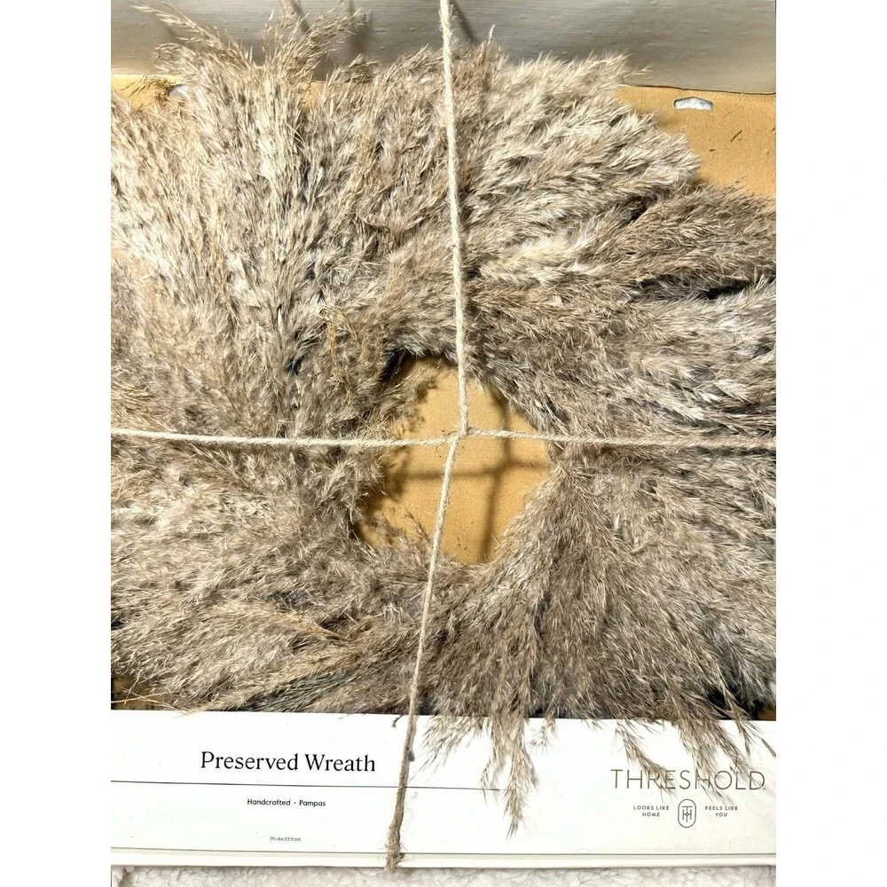 Threshold Pampas Preserved Wreath Neutral Boho Farmhouse Decor New